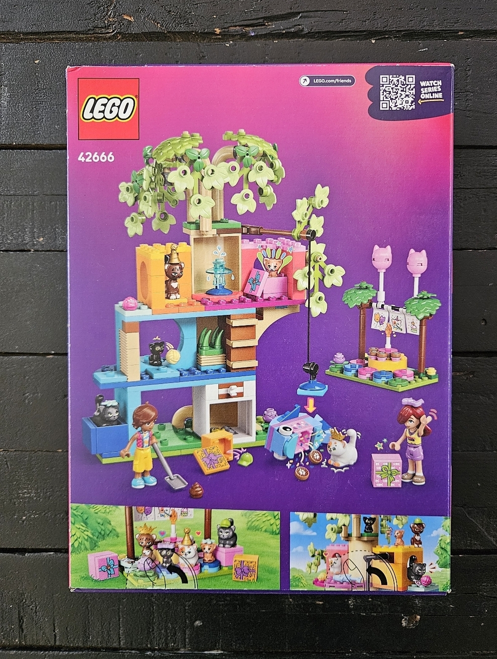 LEGO Friends Cat Birthday Party NWT Treehouse Playset Pink Green Blue Yellow